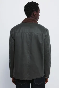 Parka curta com gola de veludo cotelê