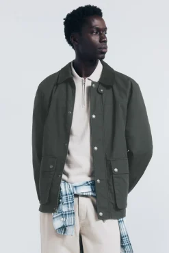 Parka curta de gola veludo