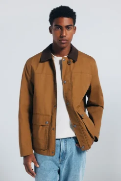 Parka curta de gola veludo