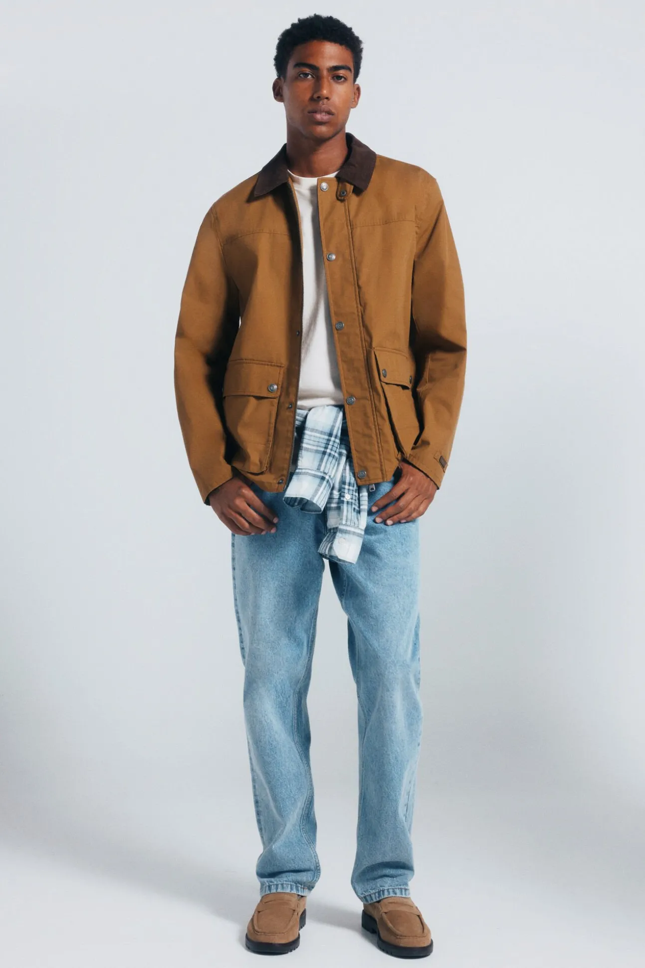 Parka curta de gola veludo