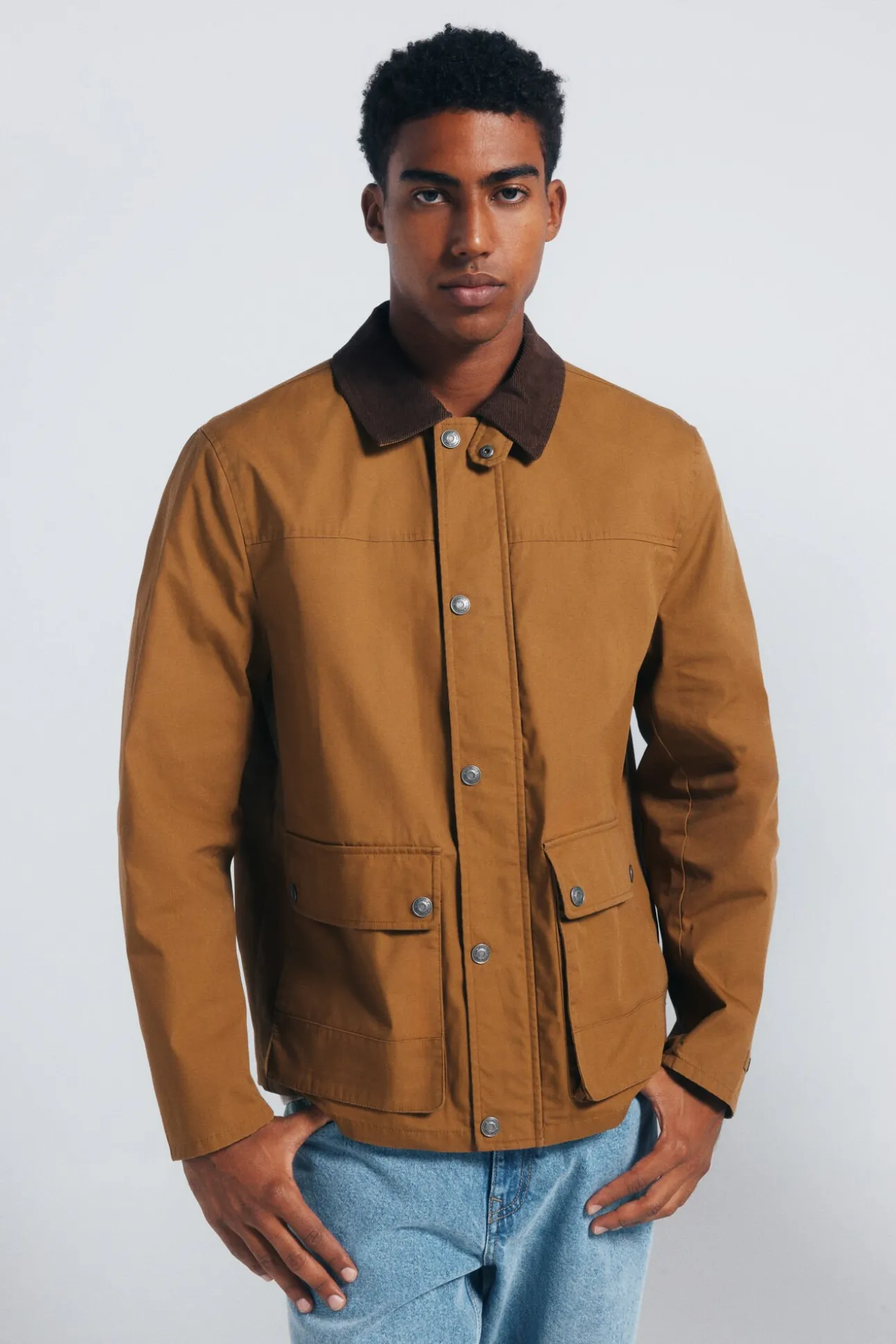 Parka curta de gola veludo