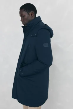 Parka longa com capuz e vista