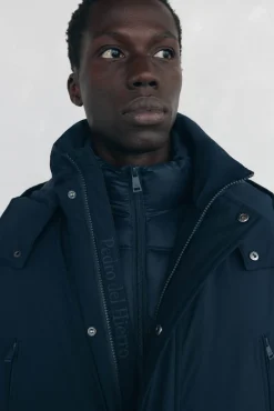 Parka longa com capuz e vista