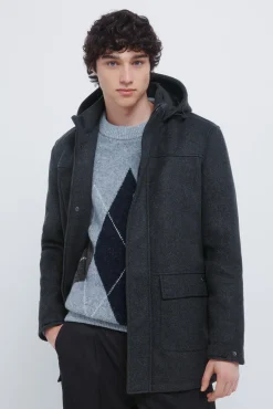 Parka longa com efeito de lã