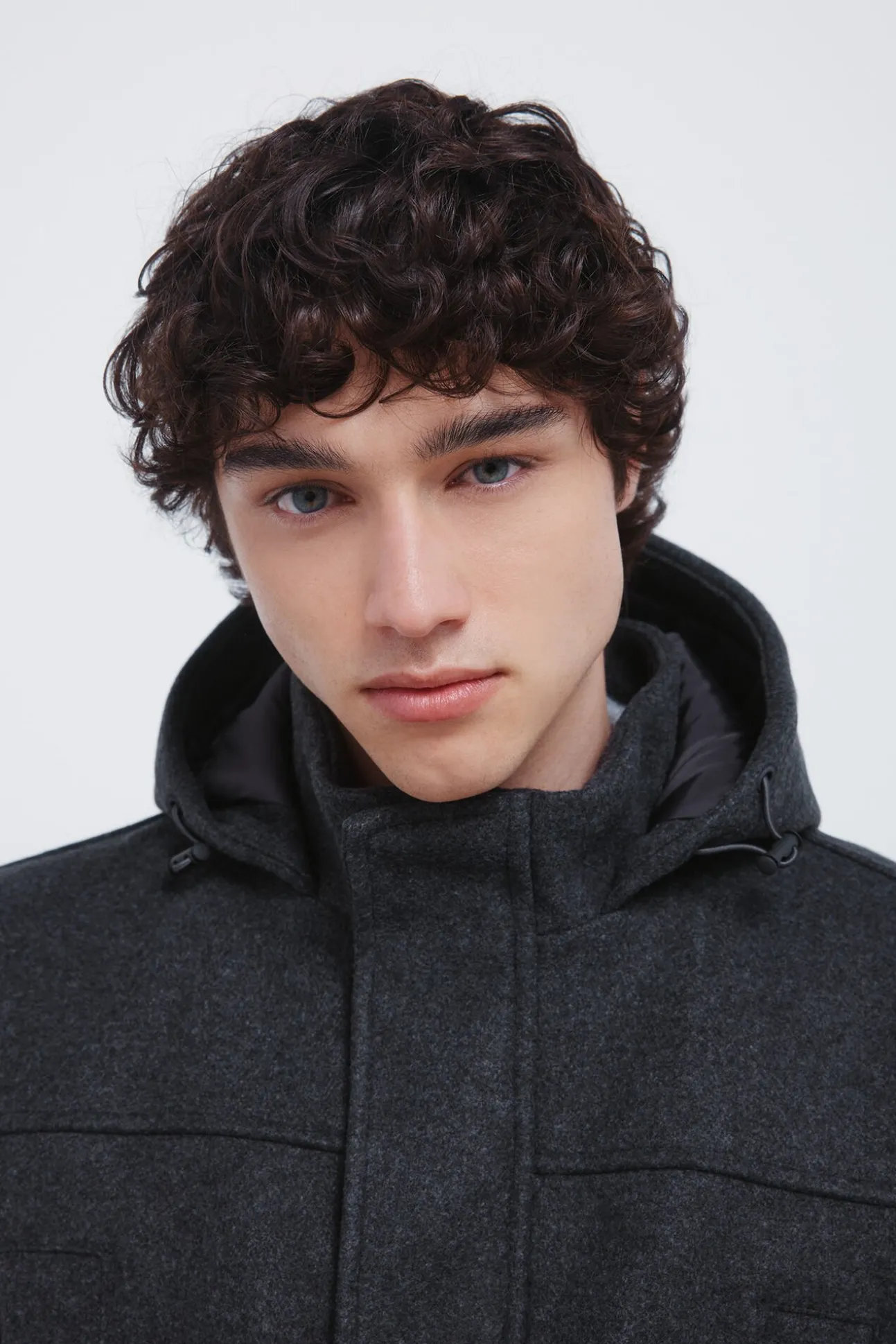 Parka longa com efeito de lã