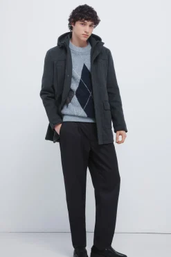 Parka longa com efeito de lã