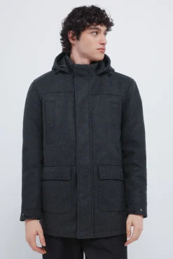 Parka longa com efeito de lã