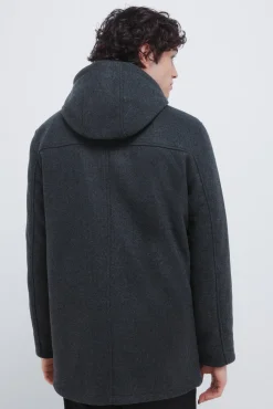 Parka longa com efeito de lã