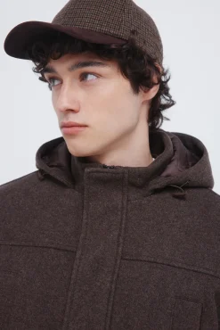 Parka longa com efeito de lã