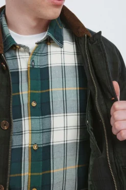Parka xadrez com gola de veludo cotelê