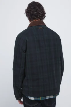 Parka xadrez com gola de veludo cotelê