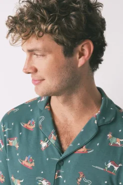 Pijama camisa com estampado com cães 100% algodão