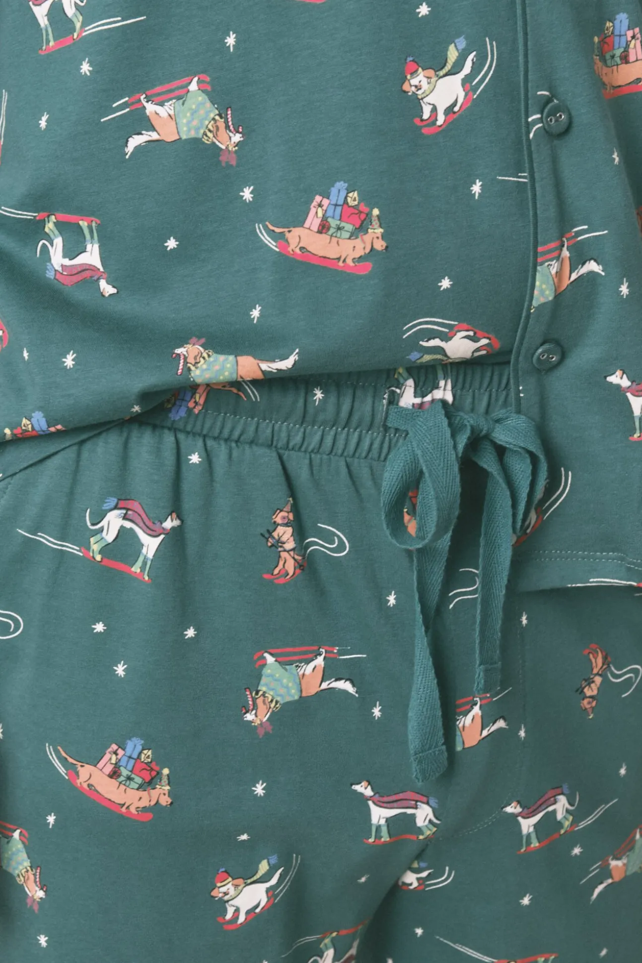 Pijama camisa com estampado com cães 100% algodão