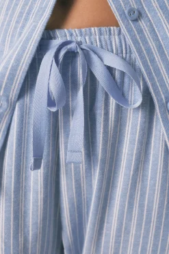 Pijama camisa às riscas, 100% algodão