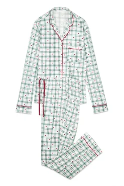 Pijama camiseiro com estampado xadrez verde