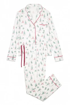 Pijama camiseiro com estampado de Natal branco