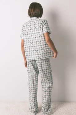 Pijama camiseiro de algodão xadrez