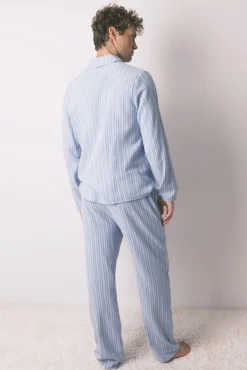 Pijama camiseiro riscas masculinas 100% algodão