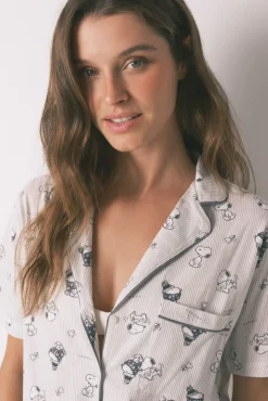 Pijama camiseiro Snoopy 100% algodão