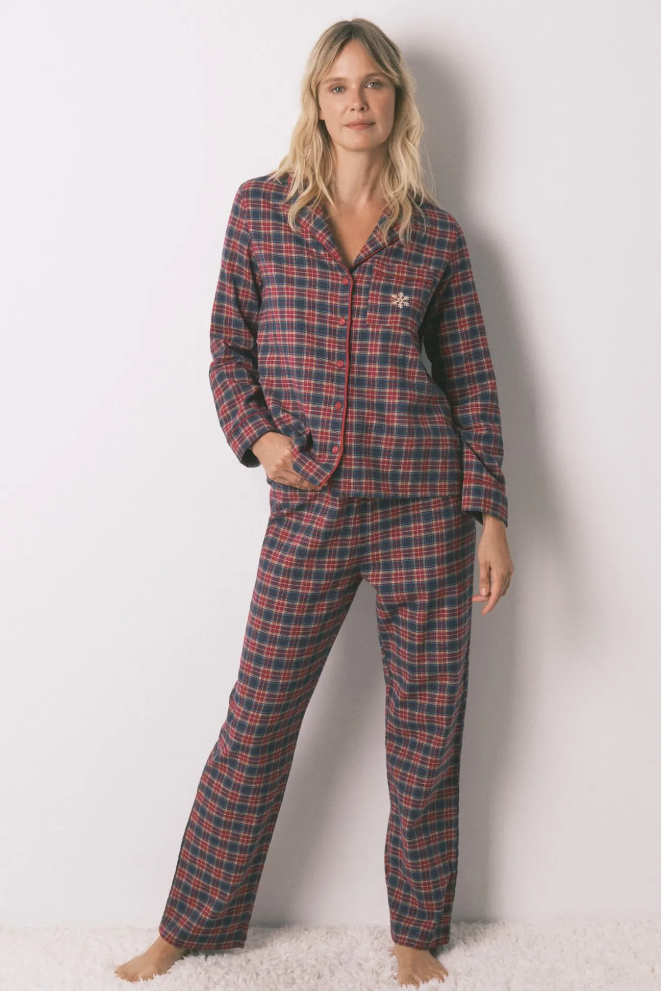 Pijama camiseiro xadrez 100% algodão