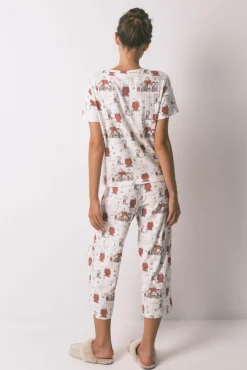 Pijama Capri Canelado Cinza Snoopy