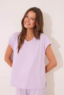 Pijama capri canelado de viscose