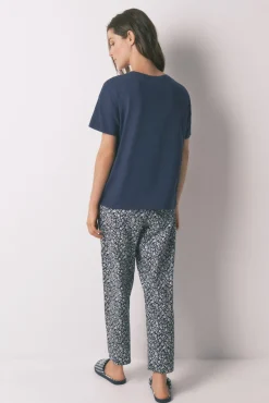 Pijama Capri Smiley azul 100% algodão