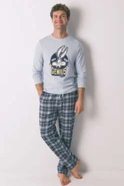 Pijama comprido 100% algodão azul Coyote