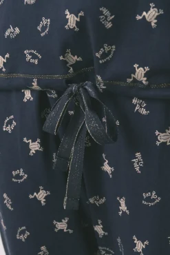Pijama comprido 100% algodão azul estampado sapinhos