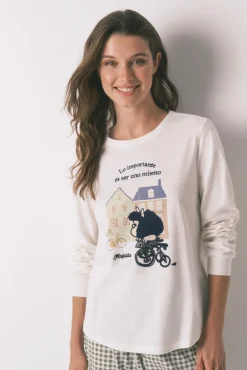 Pijama comprido 100% algodão Mafalda branco