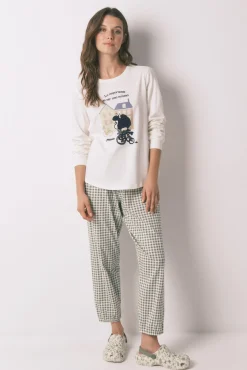 Pijama comprido 100% algodão Mafalda branco
