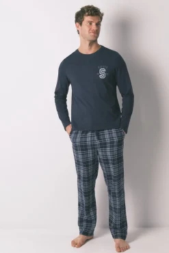 Pijama comprido, 100% algodão, xadrez