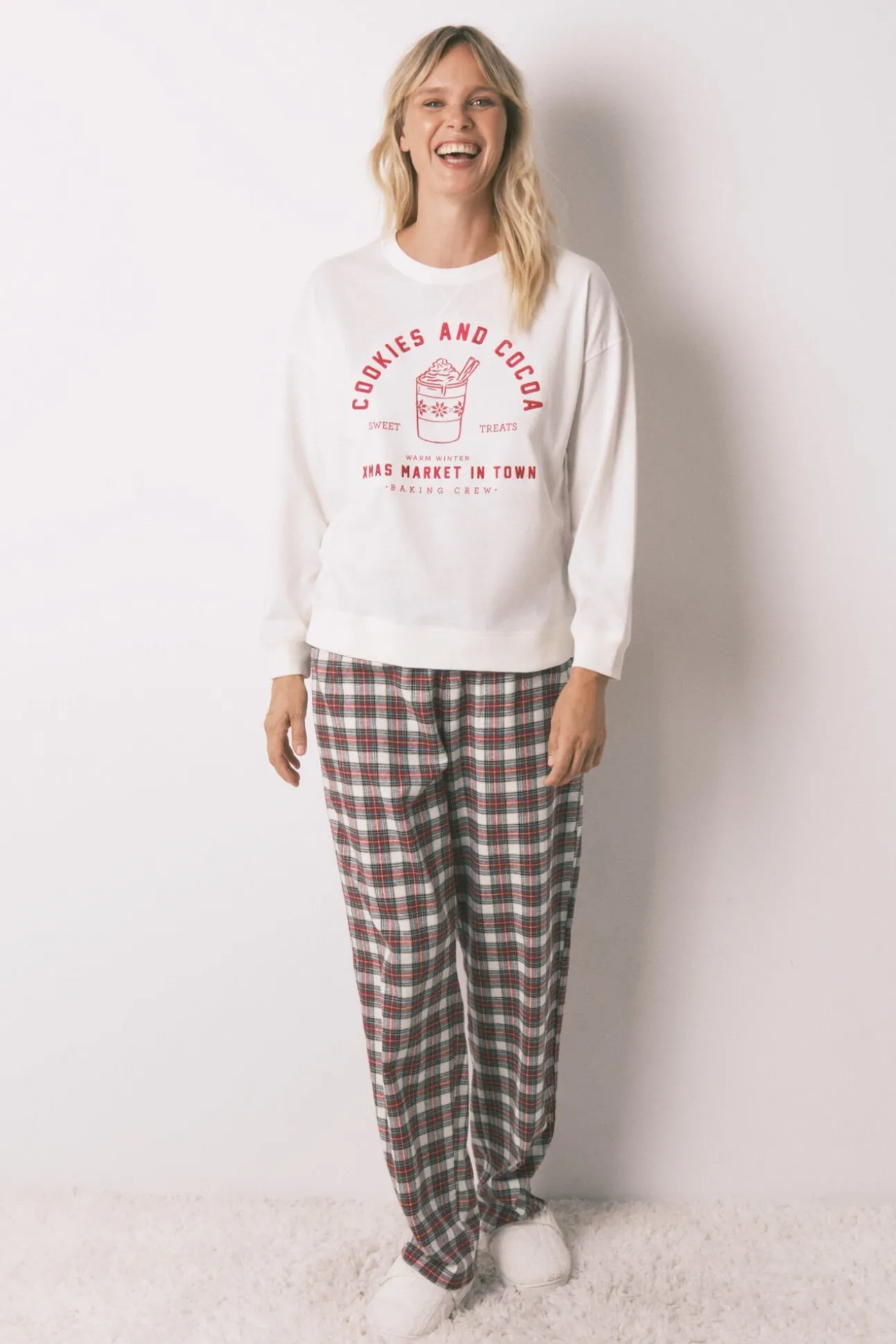 Pijama comprido 100% algodão xadrez