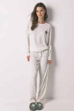 Pijama comprido canelado Mafalda branco