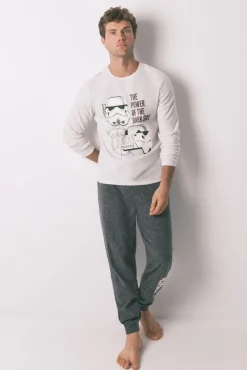 Pijama comprido cinza masculino polar Star Wars