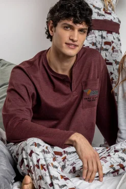 Pijama comprido cão salsicha para homem