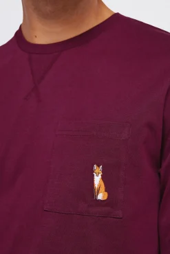 Pijama comprido com calça fannel xadrez grená