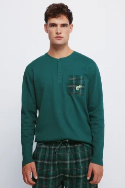Pijama comprido com calça xadrez