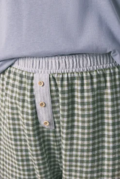 Pijama comprido com calças e estampado xadrez