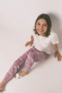 Pijama comprido com estampado floral