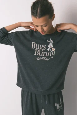 Pijama comprido de algodão cinza Bugs Bunny