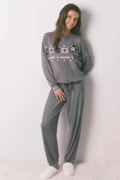 Pijama comprido de malha malha Mickey
