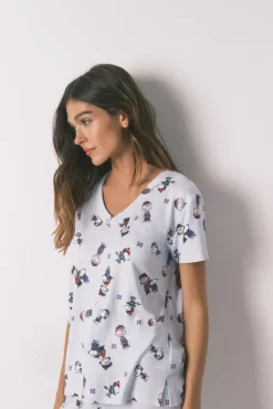 Pijama comprido de manga curta super macio do Snoopy