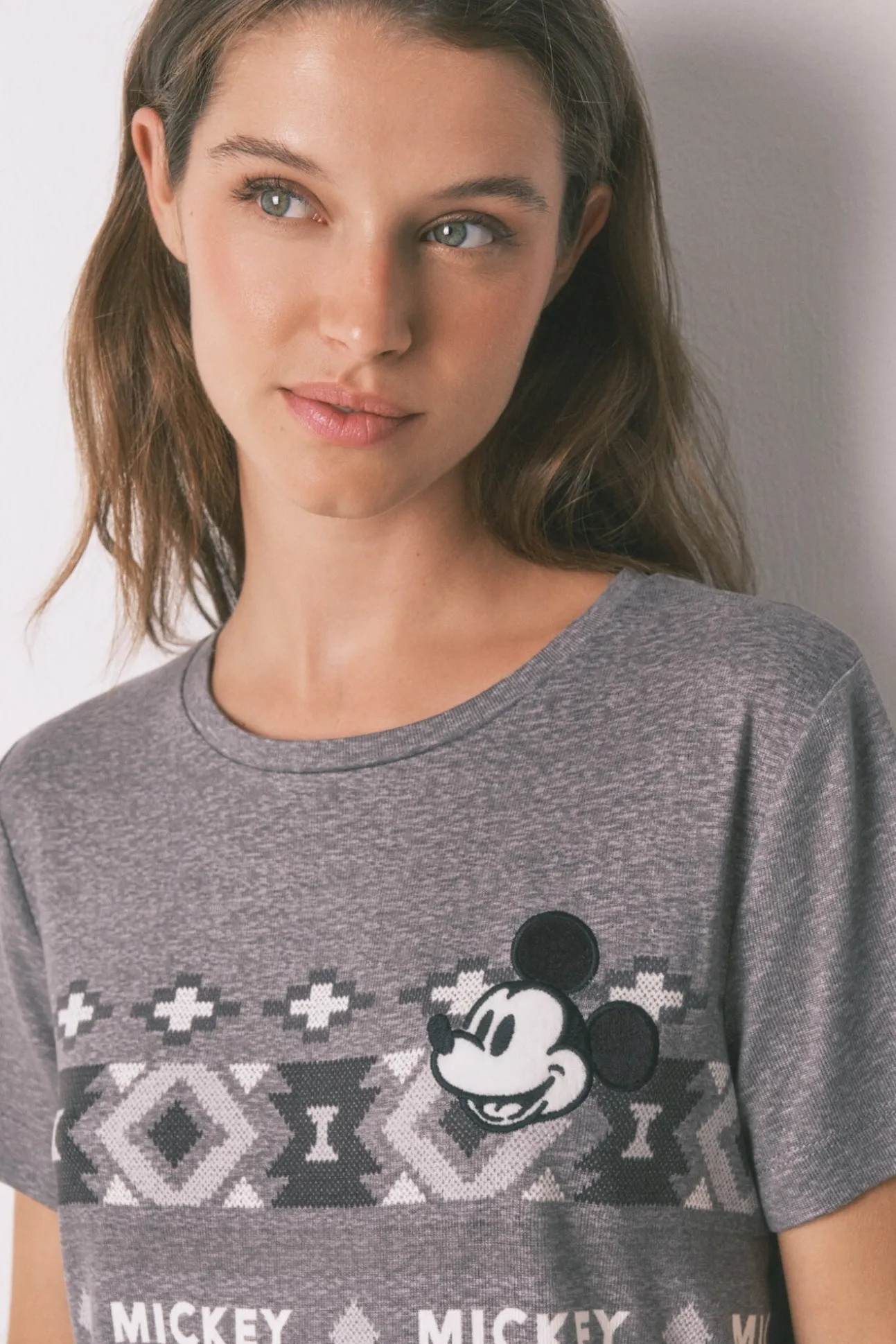 Pijama comprido de manga curta Mickey