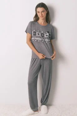 Pijama comprido de manga curta Mickey