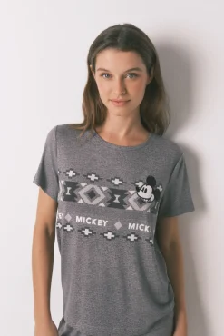 Pijama comprido de manga curta Mickey