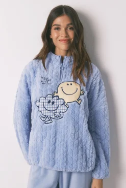 Pijama comprido de polar com gola alta SmileyWorld®