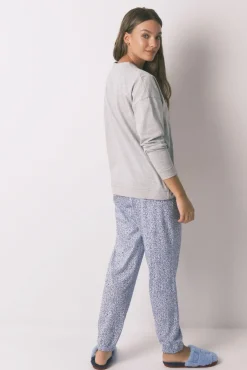 Pijama comprido em algodão da Mickey cinza