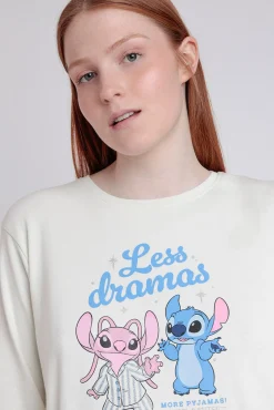 Pijama comprido estampado Stitch para mulher