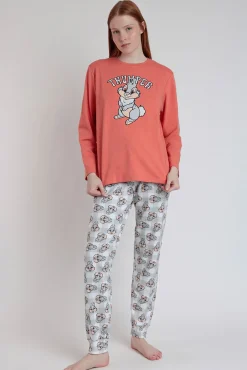 Pijama comprido estampado Tambor bambi para mulher